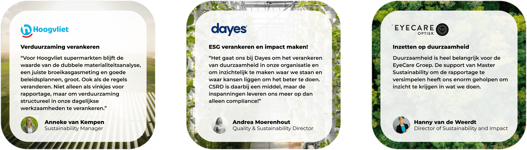 Klant ervaringen - Testimonials Master Sustainability
